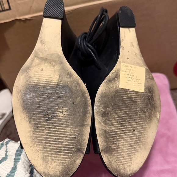 Leila Stone Black Lace-Up Wedges - Picture 6 of 6